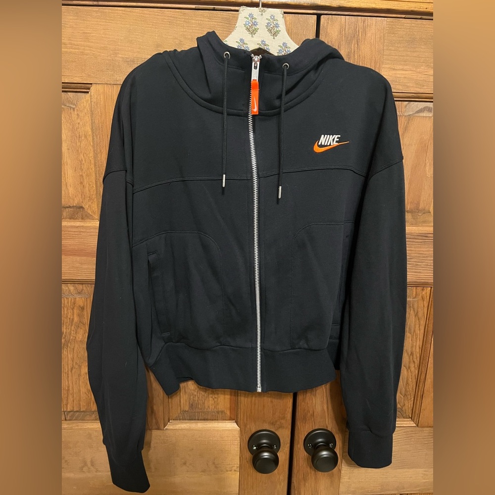 Nike Black Hoodie with Orange Logo